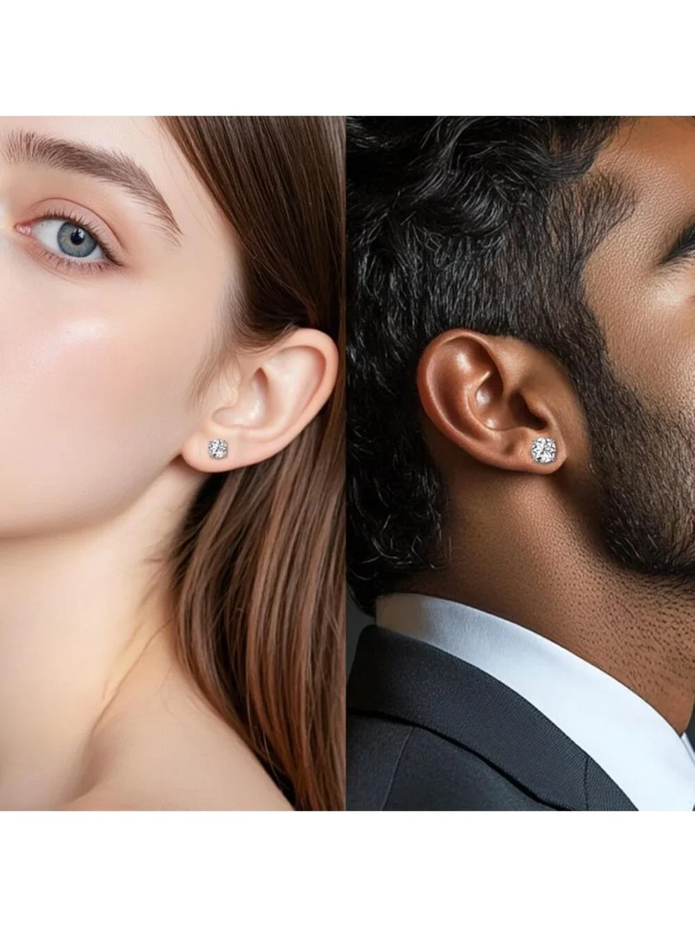 Elegant Moissanite Stud Earrings in 925 Sterling Silver for Men & Women